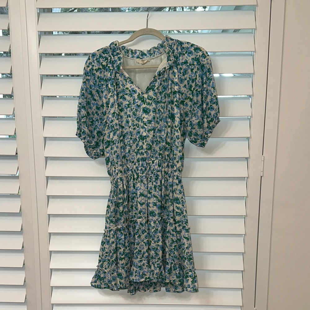 Entro Floral Mini Dress in Blue, Green and White